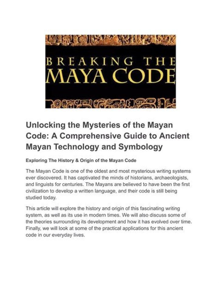 How was Mayan code broken?