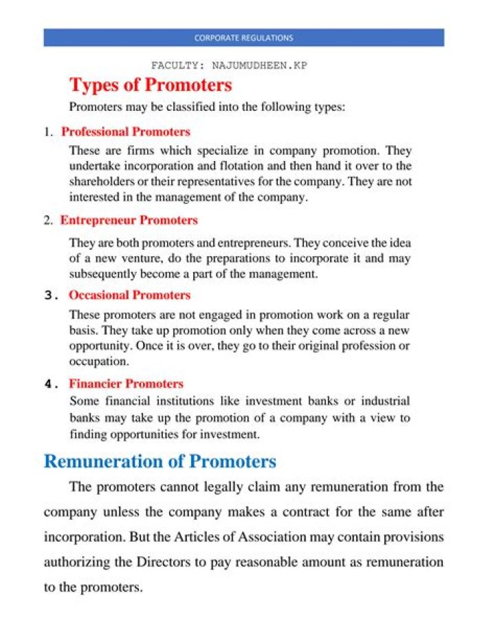 What are the three types of Promoters?